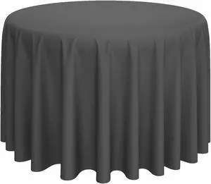 Lann's Linens - 132" Round Premium Tablecloth for Wedding / Banquet / Restaurant - Polyester Fabric Table Cloth - Dark Gray