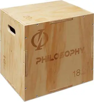 Philosophy Gym 3 in 1 Wood Plyometric Box -  20" x 18" x 16" Jumping Plyo Box for Training and Conditioning