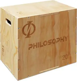 Philosophy Gym 3 in 1 Wood Plyometric Box -  24" x 20" x 16" Jumping Plyo Box for Training and Conditioning