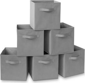 Casafield Set of 6 Collapsible Fabric Cube Storage Bins, Gray - 11" Foldable Cloth Baskets for Shelves, Cubby Organizers & More