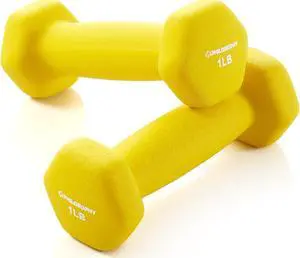 Philosophy Gym Neoprene Dumbbell Hexagon Hand Weights, 1 lb Pair - 2 lb Total