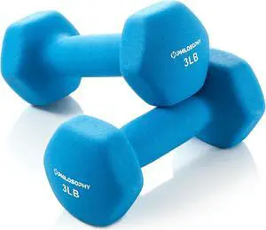 Philosophy Gym Neoprene Dumbbell Hexagon Hand Weights, 3 lb Pair - 6 lb Total