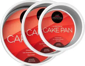 Last Confection 3-Piece Cake Pan Set - 4", 6" and 8" Round Aluminum Pans - 2" Deep