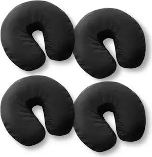 Saloniture 4-Pack Premium Microfiber Face Cradle Covers - Ultra Soft Fitted Massage Table Cradle Cover - Black