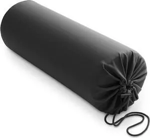 Saloniture Microfiber Cylinder Pillow Case Cover for Massage Table Bolsters - 30 x 9 Inch with Drawstring Closure, Black