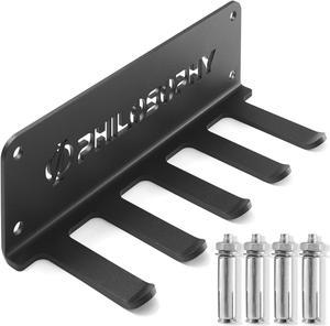 Philosophy Gym Accessory Rack Organizer, 5 Prong, Wall Mounted Multi-Purpose Workout Equipment Storage