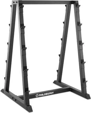 Philosophy Gym 10-Bar Fixed Barbell Weight Rack - Heavy-Duty Storage Holder for Straight & EZ Curl Pre-Weighted Bars