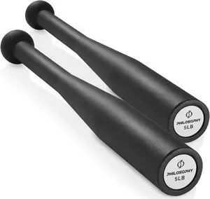 Philosophy Gym 5 LB Indian Clubs Pair- Weighted Steel Exercise Club Bells Set, Arm Strength Trainer, 10 LB Total