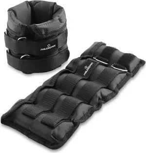 Philosophy Gym 5 LB Adjustable Ankle Wrist Weights Pair, Arm Leg Weight Straps Set, 2.5 LB each with Removable Weights