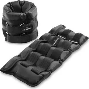 Philosophy Gym 10 LB Adjustable Ankle Wrist Weights Pair, Arm Leg Weight Straps Set, 5 LB each with Removable Weights