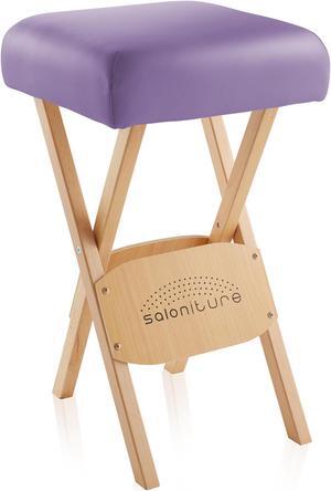 Saloniture Wood Folding Massage Stool with Carrying Case, Lavender