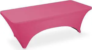 Lann's Linens - 8' Fitted Stretch Tablecloth for 96" x 30" Rectangular Table - Wedding / Banquet / Trade Show - Spandex Cloth Fabric Cover - Fuchsia