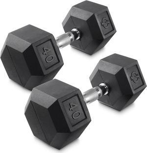 Philosophy Gym Rubber Coated Hex Dumbbell Hand Weights, 40 lb Pair
