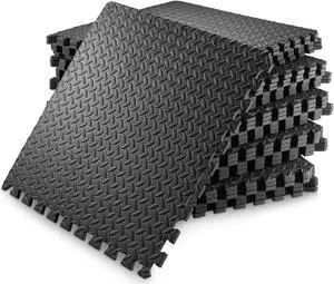 Philosophy Gym Pack of 30 Exercise Flooring Mats - 24 x 24 Inch Foam Rubber Interlocking Puzzle Floor Tiles - Black