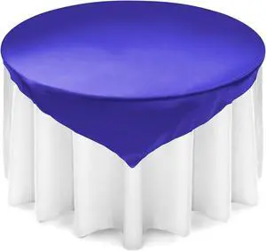 Lann's Linens Satin Wedding Table Overlay - Tablecloth Topper (72" Square - Royal Blue)