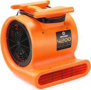 Dryser 12pk Air Mover Carpet Dryer 3 Speed 1 HP Industrial Floor Fan - Orange Stackable Carpet Drying Fan Floor Blower