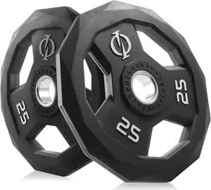 Philosophy Gym Set of 2 Rubber Coated 2-inch Olympic Grip Weight Plates (25 LB each) for Weightlifting