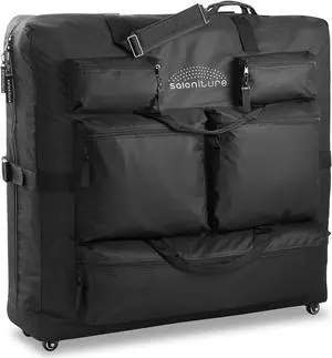 Saloniture Universal Carry Case for Massage Table, Professional Carrying Bag with Wheels and Storage Pockets