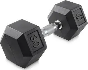 Philosophy Gym Rubber Coated Hex Dumbbell Hand Weight, 30 lbs