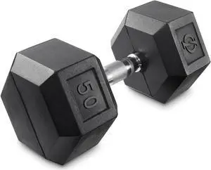 Philosophy Gym Rubber Coated Hex Dumbbell Hand Weight, 50 lbs