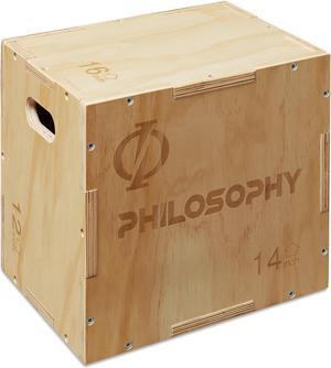 Philosophy Gym 3 in 1 Wood Plyometric Box -  16" x 14" x 12" Jumping Plyo Box for Training and Conditioning