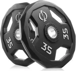Philosophy Gym Set of 2 Rubber Coated 2-inch Olympic Grip Weight Plates (35 LB each) for Weightlifting