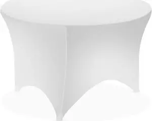 Lann's Linens Premium 5' (60-inch) Round Spandex Tablecloth - Stretch Fitted Table Cover - White