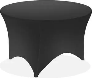 Lann's Linens Premium 6' (72-inch) Round Spandex Tablecloth -  Stretch Fitted Table Cover - Black