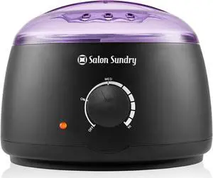 Salon Sundry Portable Electric Hot Wax Warmer Machine for Hair Removal - Black with Purple Lid