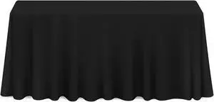 Lann's Linens - 90" x 156" Premium Tablecloth for Wedding / Banquet / Restaurant - Rectangular Polyester Fabric Table Cloth - Black