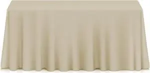 Lann's Linens - 90" x 156" Premium Tablecloth for Wedding / Banquet / Restaurant - Rectangular Polyester Fabric Table Cloth - Beige