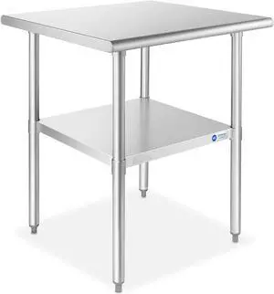 GRIDMANN Stainless Steel Work Table 24 x 24 Inches, NSF Commercial Kitchen Prep Table with Under Shelf for Restaurant and Home