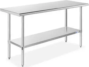 GRIDMANN Stainless Steel Work Table 60 x 24 Inches, NSF Commercial Kitchen Prep Table with Under Shelf for Restaurant and Home