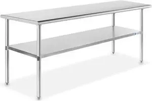GRIDMANN Stainless Steel Work Table 72 x 24 Inches, NSF Commercial Kitchen Prep Table with Under Shelf for Restaurant and Home
