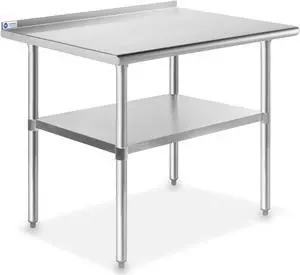 GRIDMANN NSF Stainless Steel Commercial Kitchen Prep & Work Table w/ Backsplash - 36 in. x 24 in.