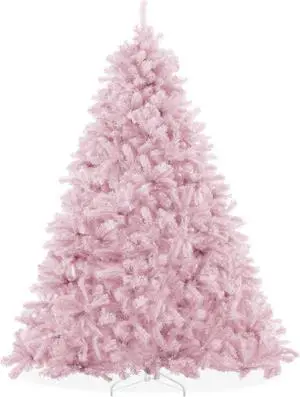 Casafield 7.5FT Pink Spruce Artificial Holiday Christmas Tree with Sturdy Metal Stand