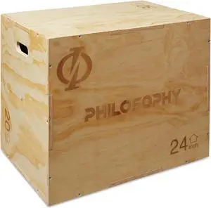 Philosophy Gym 3 in 1 Wood Plyometric Box -  30" x 24" x 20" Jumping Plyo Box for Training and Conditioning