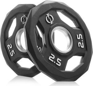 Philosophy Gym Set of 2 Rubber Coated 2-inch Olympic Grip Weight Plates (2.5 LB each) for Weightlifting