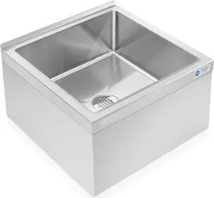 GRIDMANN Stainless Steel Floor Mop Sink - 24" x 24" x 13" with Backsplash, NSF Certified