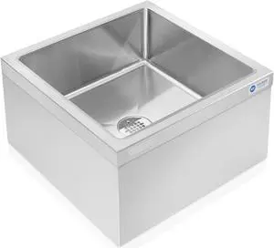GRIDMANN Stainless Steel Floor Mop Sink - 24" x 24" x 13", NSF Certified