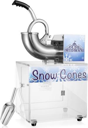 Olde Midway Commercial Snow Cone Machine, Shaved Ice Maker with Stainless Steel Scoop