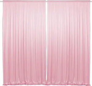 Lann's Linens (Set of 2) Photography Backdrop Curtains, Pink - 5ft x 10ft Tall Split Background for Wedding, Party or Photo Booth