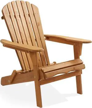 Casafield Folding Adirondack Chair, Cedar Wood Outdoor Fire Pit Lounge Chairs for Patio, Deck, Yard, Lawn and Garden Seating, Partially Pre-Assembled - Natural