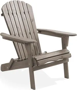 Casafield Folding Adirondack Chair, Cedar Wood Outdoor Fire Pit Lounge Chairs for Patio, Deck, Yard, Lawn and Garden Seating, Partially Pre-Assembled - Gray
