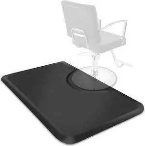 Saloniture 3 ft. x 5 ft. Salon & Barber Shop Chair Anti-Fatigue Floor Mat - Black Rectangle - 7/8 in. Thick