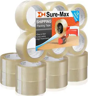 Sure-Max Premium Carton Packing Tape 1.8 mil 330 Feet (110 yards) - Clear - 18 Rolls