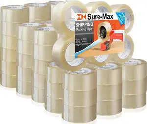 Sure-Max Premium Carton Packing Tape 1.8 mil 330 Feet (110 yards) - Clear - 2 Cases (72 Rolls Total)