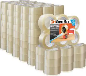Sure-Max Premium Carton Packing Tape 1.8 mil 330 Feet (110 yards) - Clear - 4 cases (144 Rolls Total)