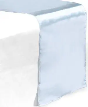 Lann's Linens - 5 Satin 12" x 108" Dining Room Table Runners for Wedding, Reception or Party - Baby Blue