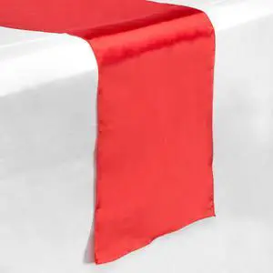 Lann's Linens - 5 Satin 12" x 108" Dining Room Table Runners for Wedding, Reception or Party - Red